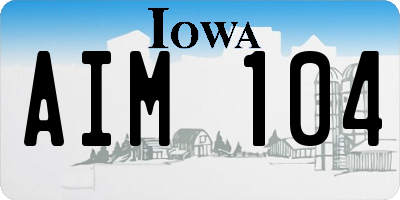 IA license plate AIM104