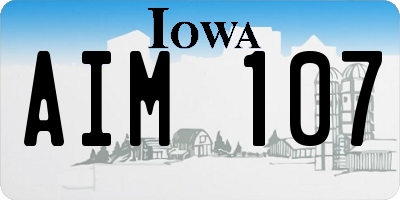 IA license plate AIM107