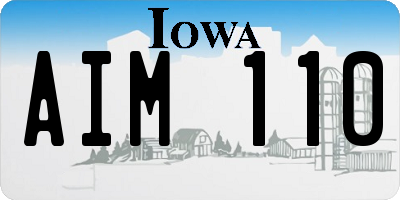 IA license plate AIM110