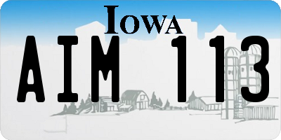 IA license plate AIM113