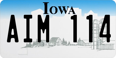 IA license plate AIM114
