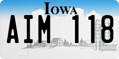 IA license plate AIM118