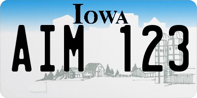 IA license plate AIM123