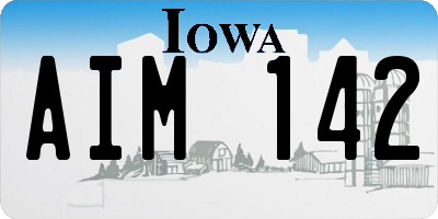 IA license plate AIM142