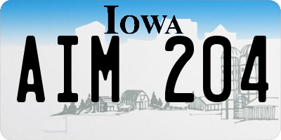 IA license plate AIM204