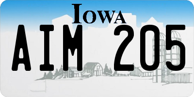 IA license plate AIM205