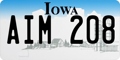 IA license plate AIM208