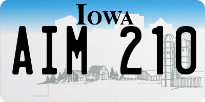 IA license plate AIM210