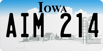 IA license plate AIM214