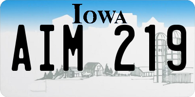 IA license plate AIM219