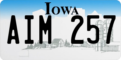 IA license plate AIM257
