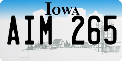 IA license plate AIM265