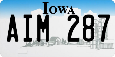 IA license plate AIM287