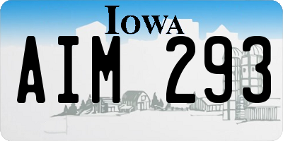 IA license plate AIM293