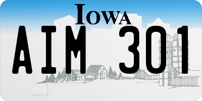 IA license plate AIM301