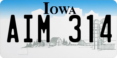 IA license plate AIM314