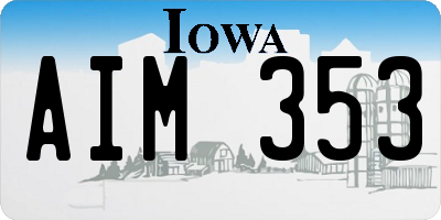 IA license plate AIM353
