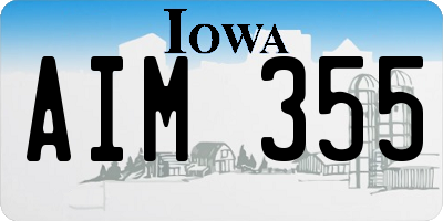 IA license plate AIM355