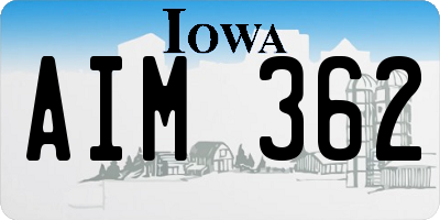 IA license plate AIM362