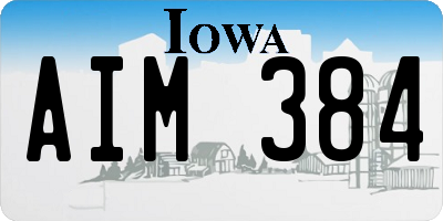IA license plate AIM384
