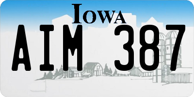 IA license plate AIM387