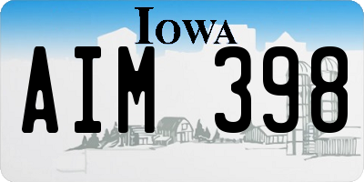 IA license plate AIM398