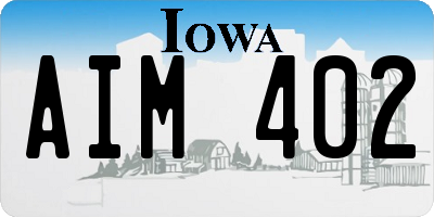 IA license plate AIM402