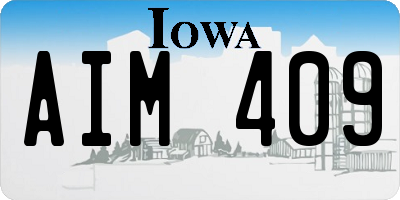 IA license plate AIM409