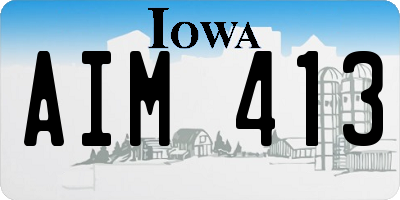 IA license plate AIM413