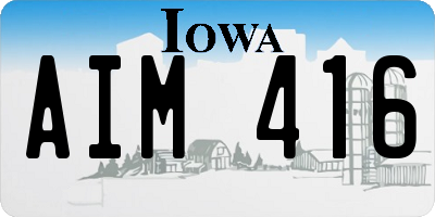 IA license plate AIM416