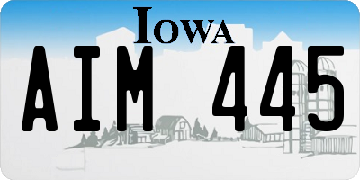 IA license plate AIM445