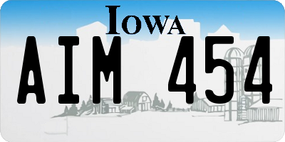 IA license plate AIM454