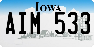 IA license plate AIM533