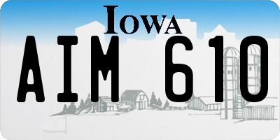 IA license plate AIM610