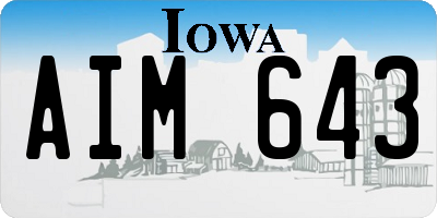 IA license plate AIM643