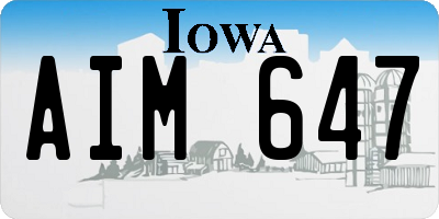 IA license plate AIM647