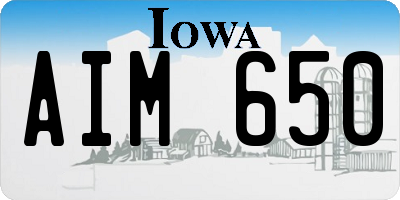 IA license plate AIM650
