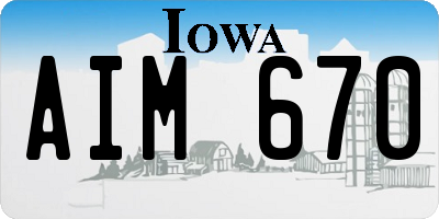 IA license plate AIM670