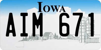 IA license plate AIM671