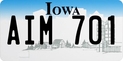IA license plate AIM701