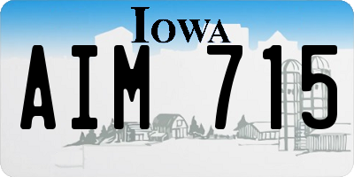 IA license plate AIM715