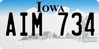 IA license plate AIM734