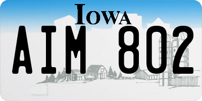 IA license plate AIM802