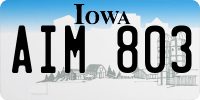 IA license plate AIM803