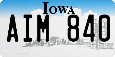 IA license plate AIM840