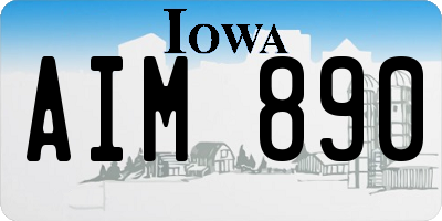 IA license plate AIM890
