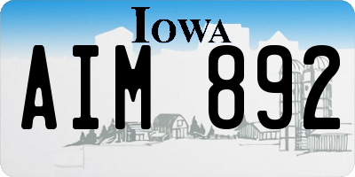 IA license plate AIM892