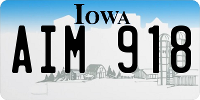 IA license plate AIM918