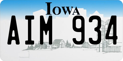 IA license plate AIM934