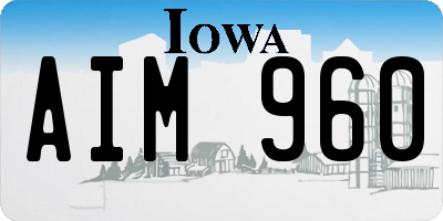 IA license plate AIM960